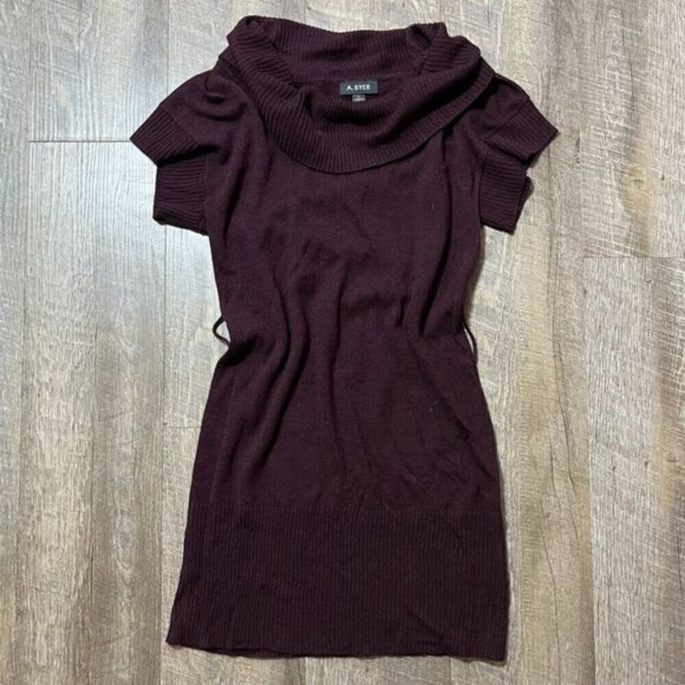 Vintage Y2k A. Byer‎ Maroon Burgundy Turtleneck Sweater Dress Womens Large